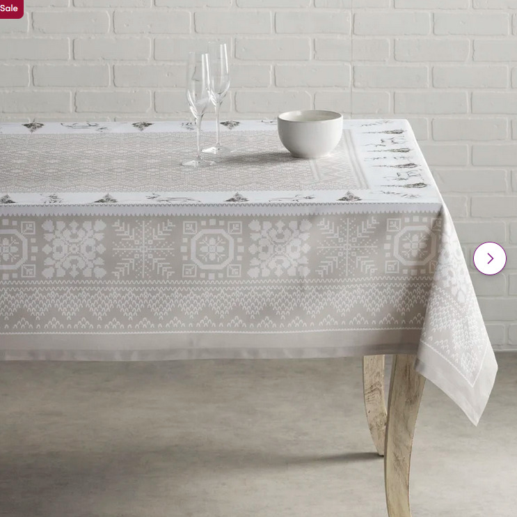 Christmas Geometric Christmas Tablecloth 108 x60 Grey