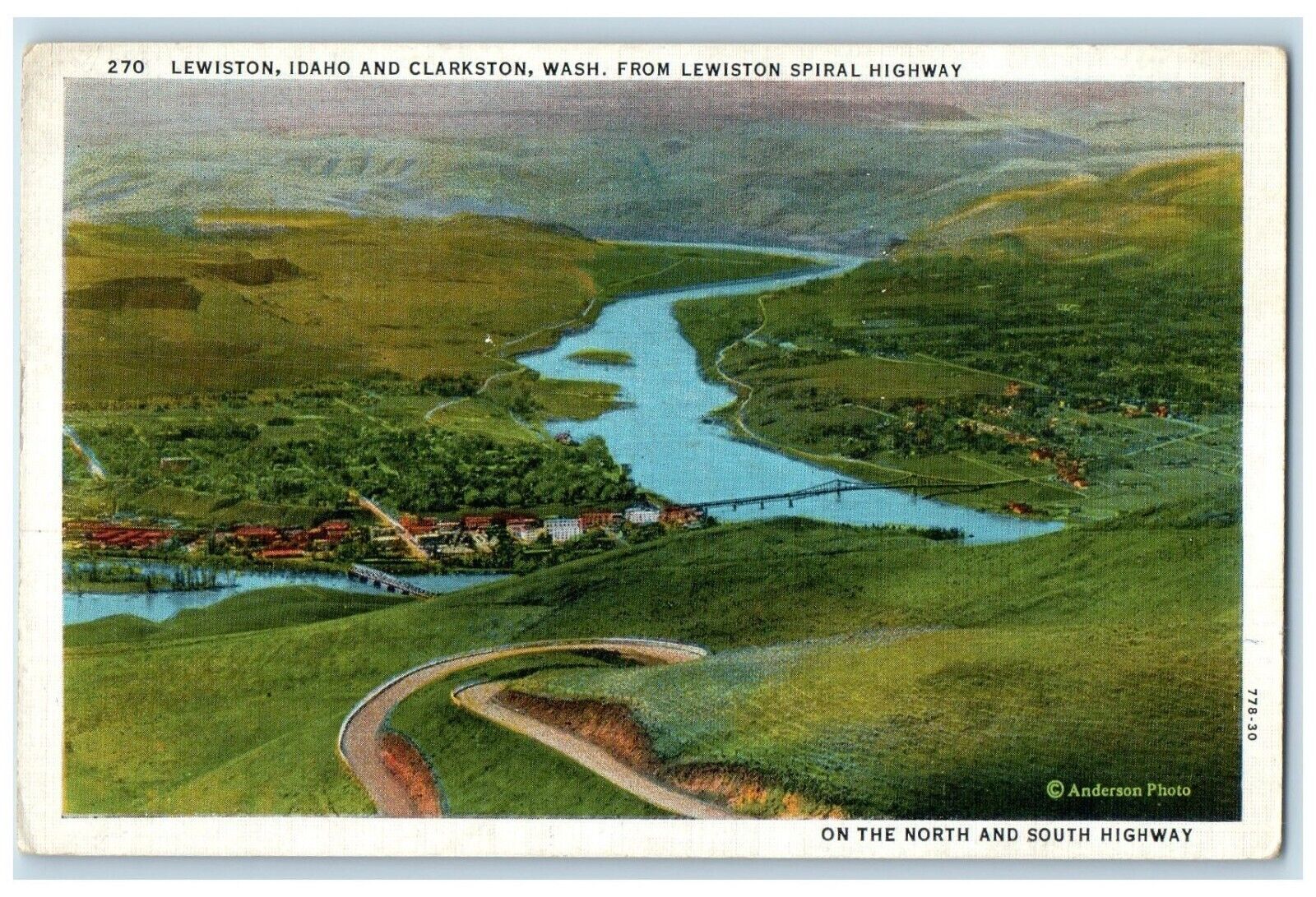 c1930's Lewiston Idaho And Clarkston Wash From Lewiston Spiral Highway Postcard
