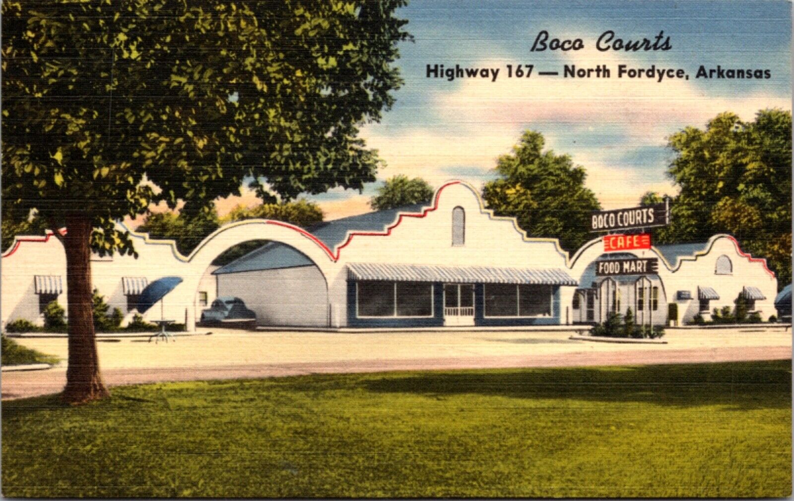 Linen Postcard Boco Courts Motel Highway 167 in North Fordyce, Arkansas