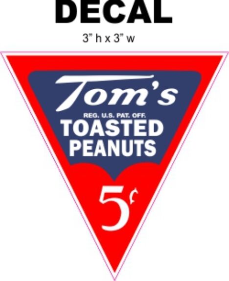 Tom\'s 5 Cents Toasted Peanuts Decal - Great for Dioramas, Gumball Machine & More