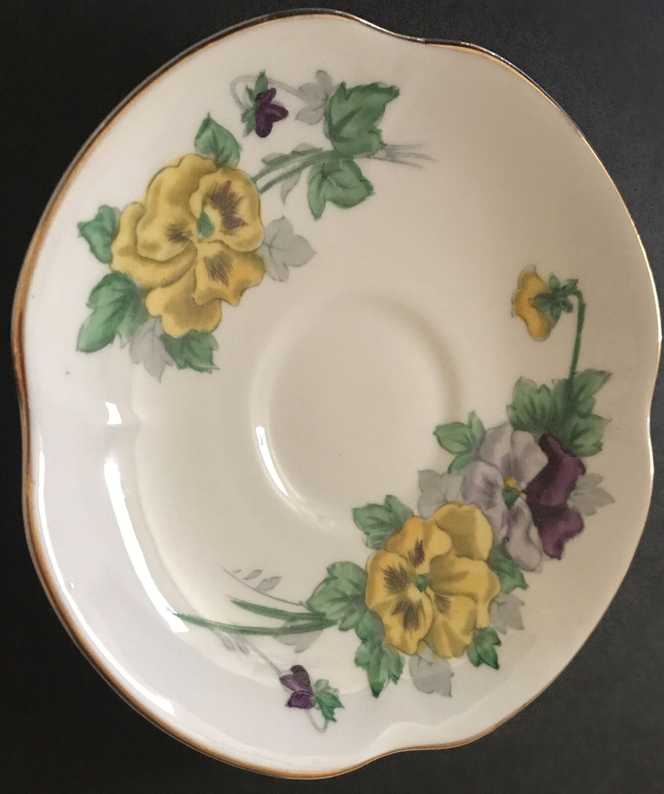 Pansy Victoria C & E Vintage Bone China England Saucer Gilded Hand Painted