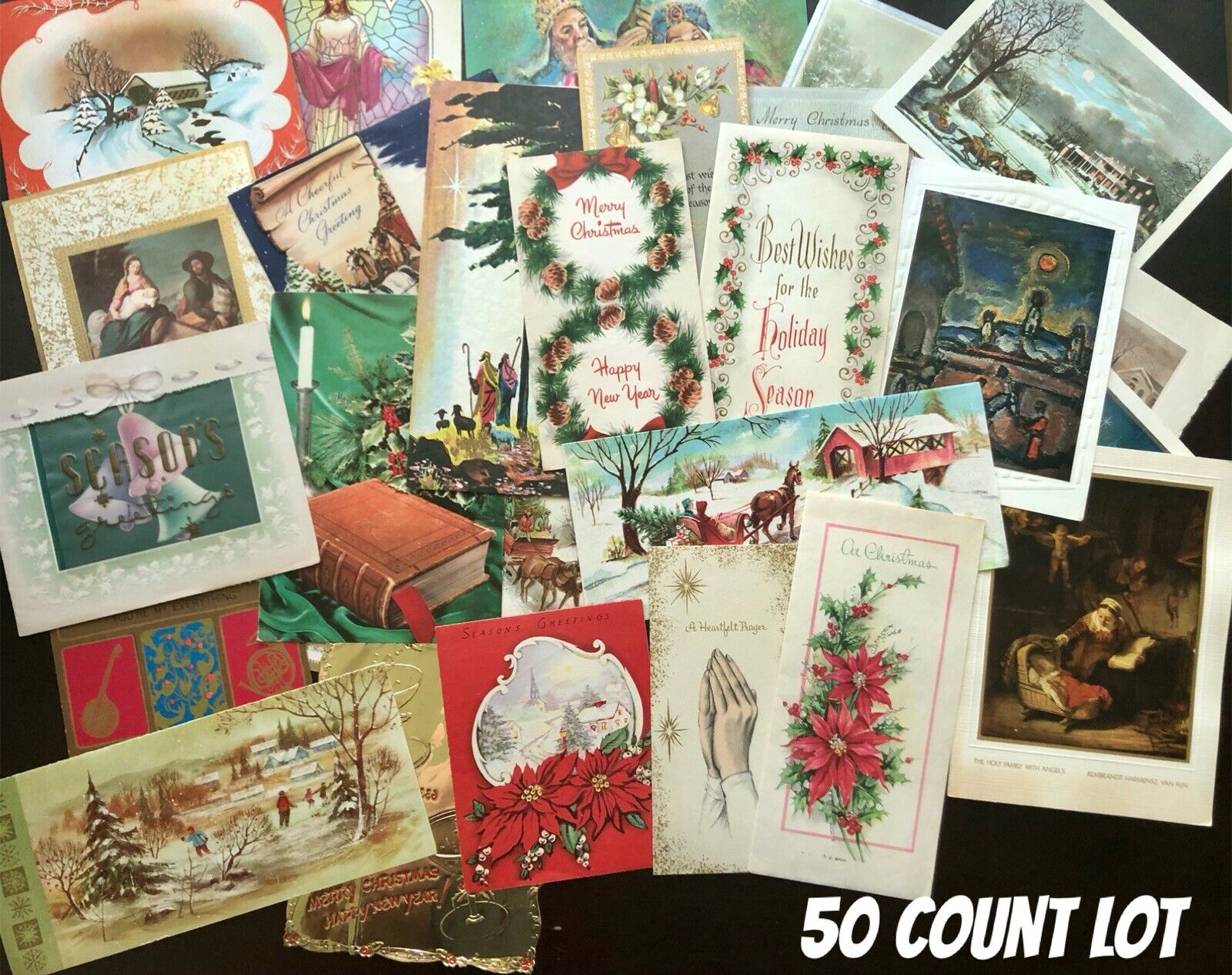 Vintage 1950-60s Signed Christmas Card Lot of 50 Paper Ephemera