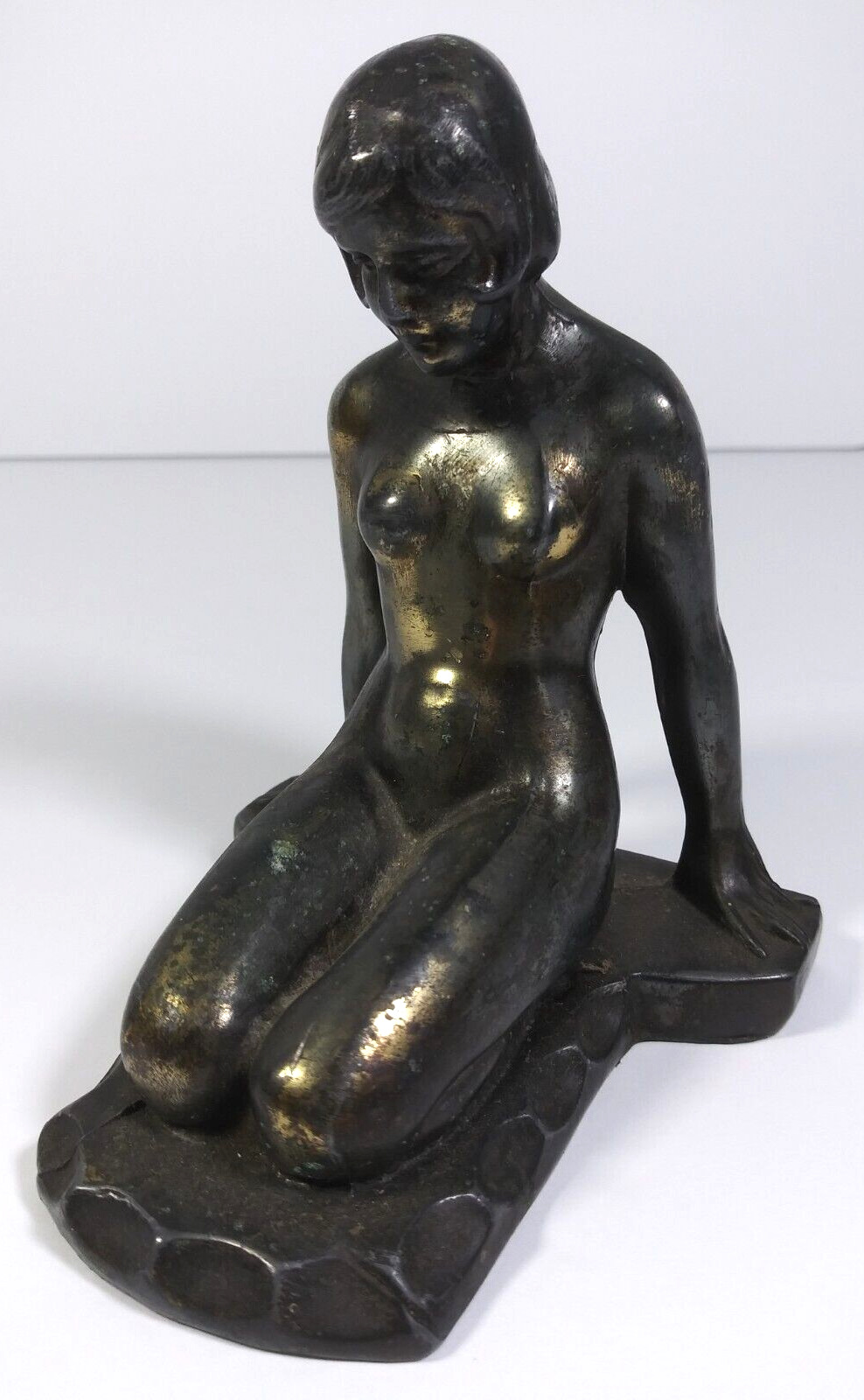 Frankart Style Art Deco Nymph Gnomette Bookend Black Figural Sculpture Vintage