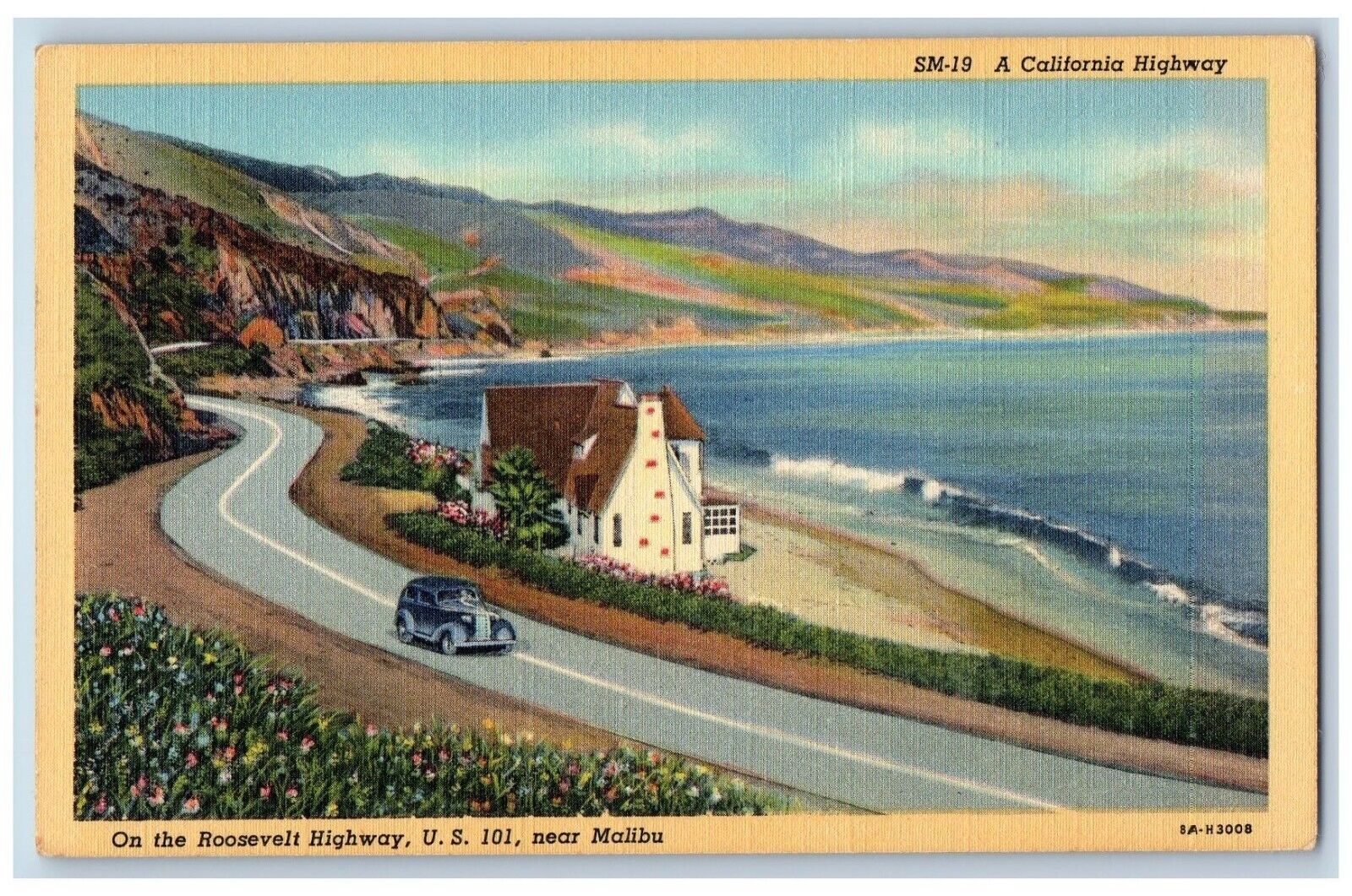 Roosevelt California Postcard Highway Malibu Exterior View c1940 Vintage Antique
