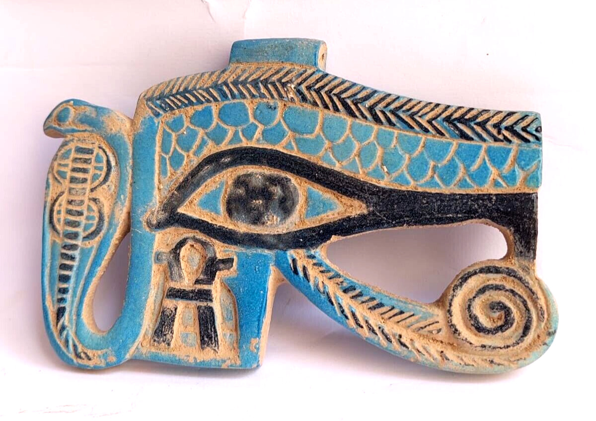 Rare antique Eye of Horus and ancient Pharaonic cobra Egyptian antiquities BC