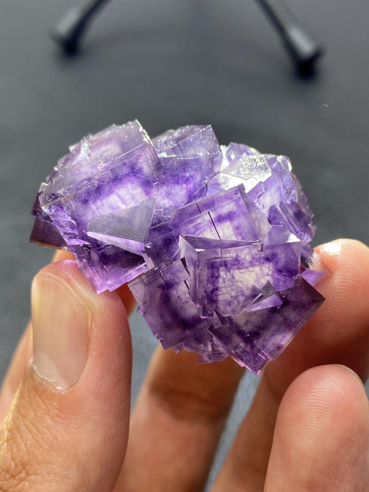 Exquisite natural multi-layer Phantom purple window big cubic fluorite crystal
