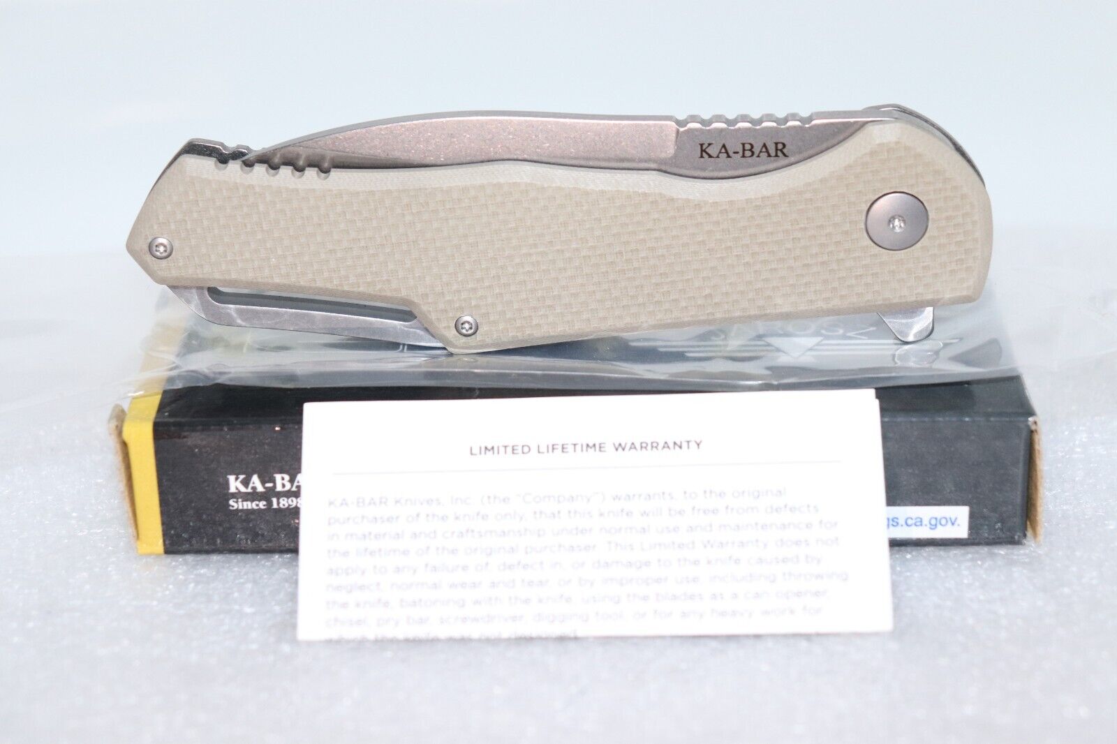 KA-BAR Jarosz Spear Point Flipper Folding Pocket Knife COYOTE NEW