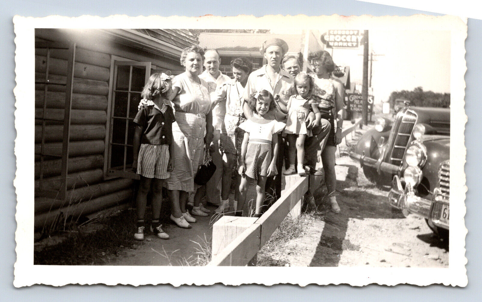2 Vintage Photographs Osage Beach MO Family Posed by Cannady Grocery Market