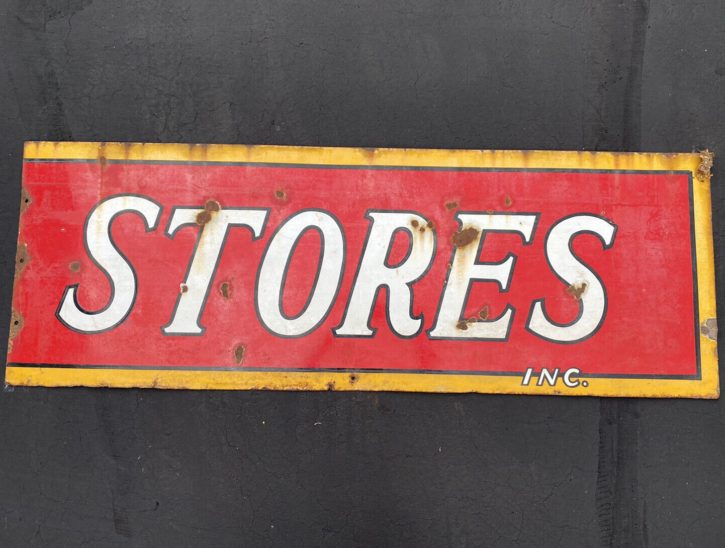 HUGE Antique COUNTRY STORE Enameled Porcelain Generic Stores Advertising Sign