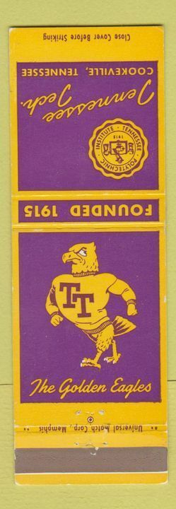 Matchbook Cover - Tennessee Tech College Golden Eagles Cookeville TN