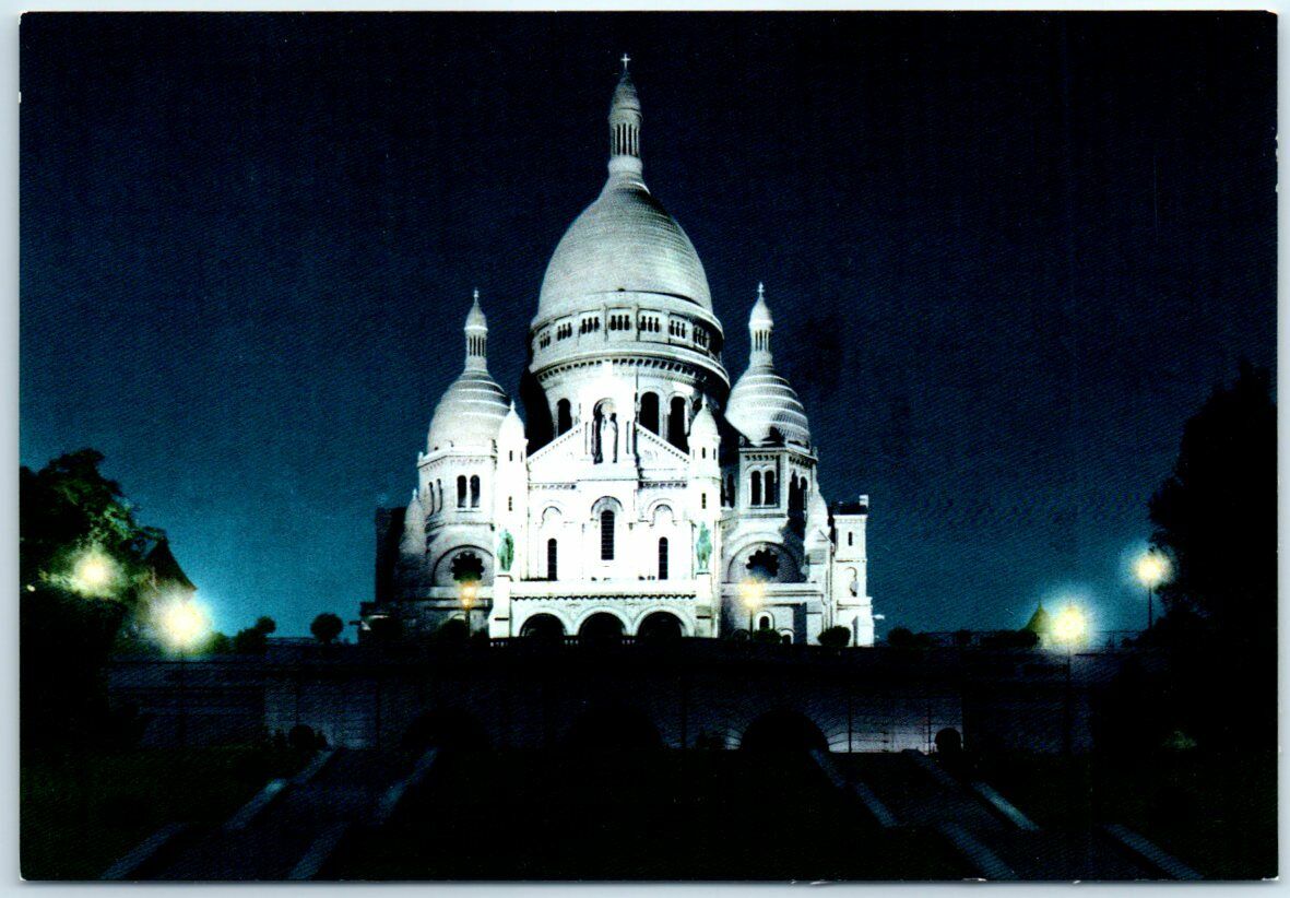 Postcard - Paris by Night - Sacré-Cœur Basilica Illuminated