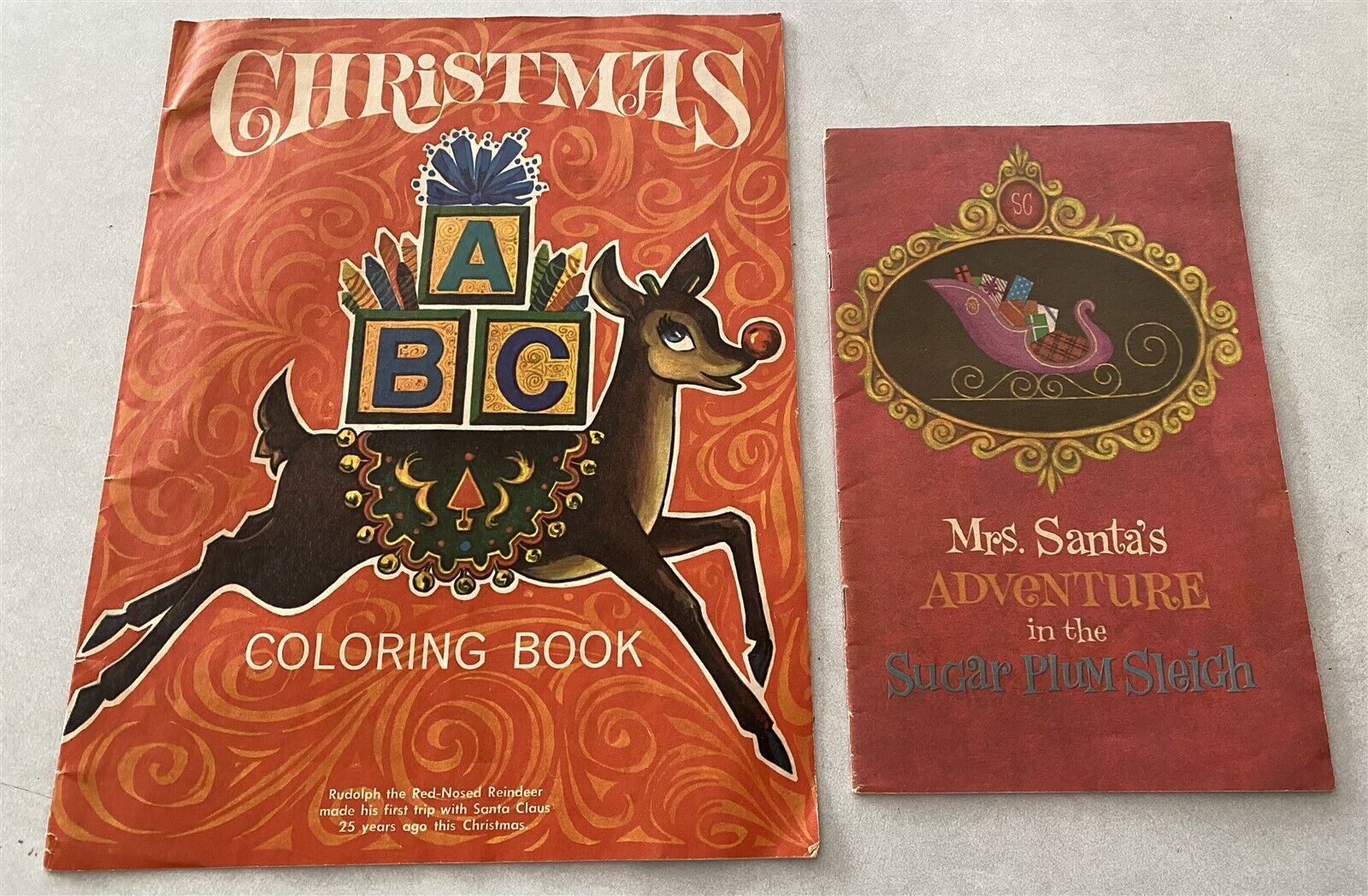 1960's Montgomery Ward Chritmas RudolphRed Nose Reindeer coloring & other book