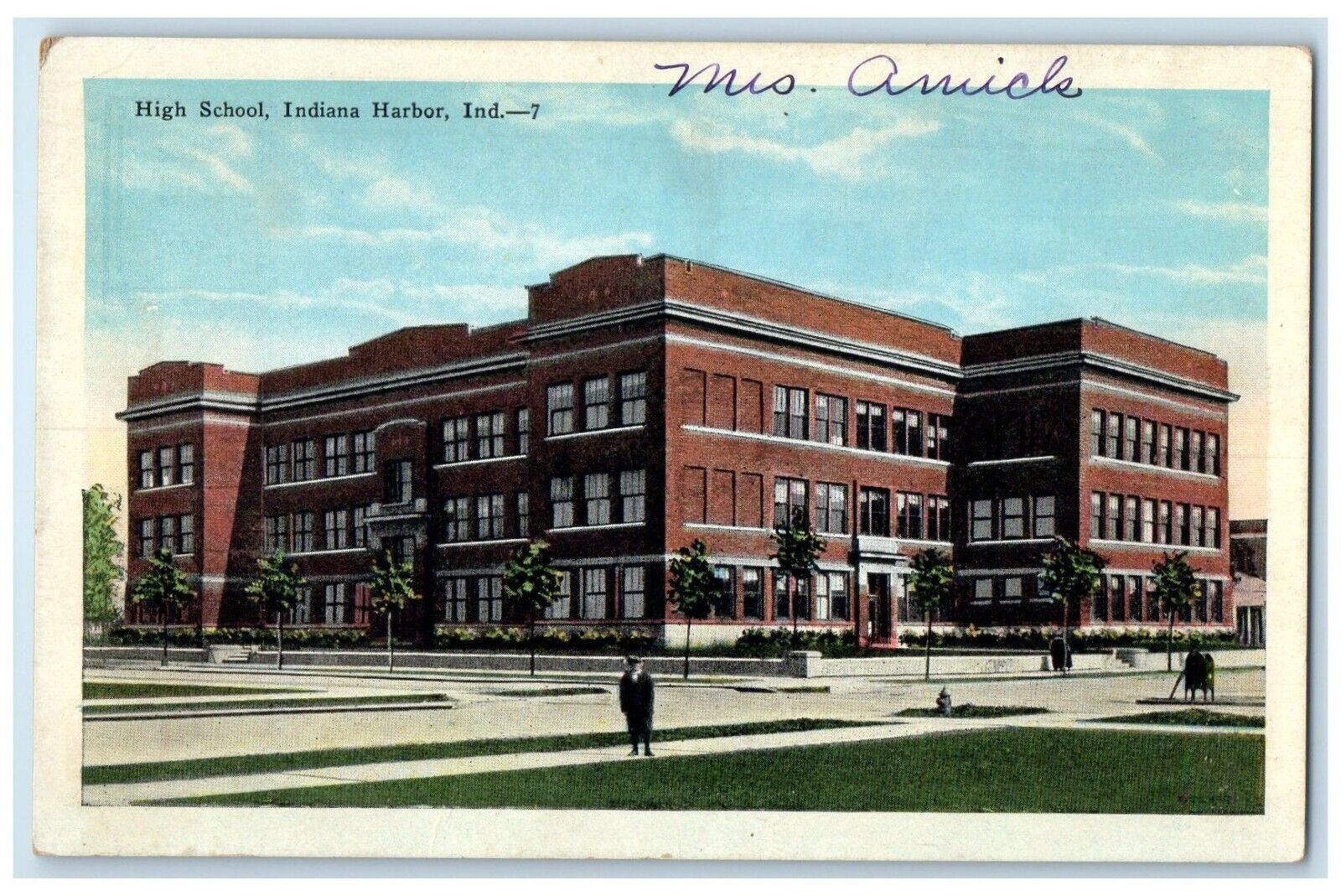 c1920 High School Exterior Building Indiana Harbor Indiana IN Vintage Postcard