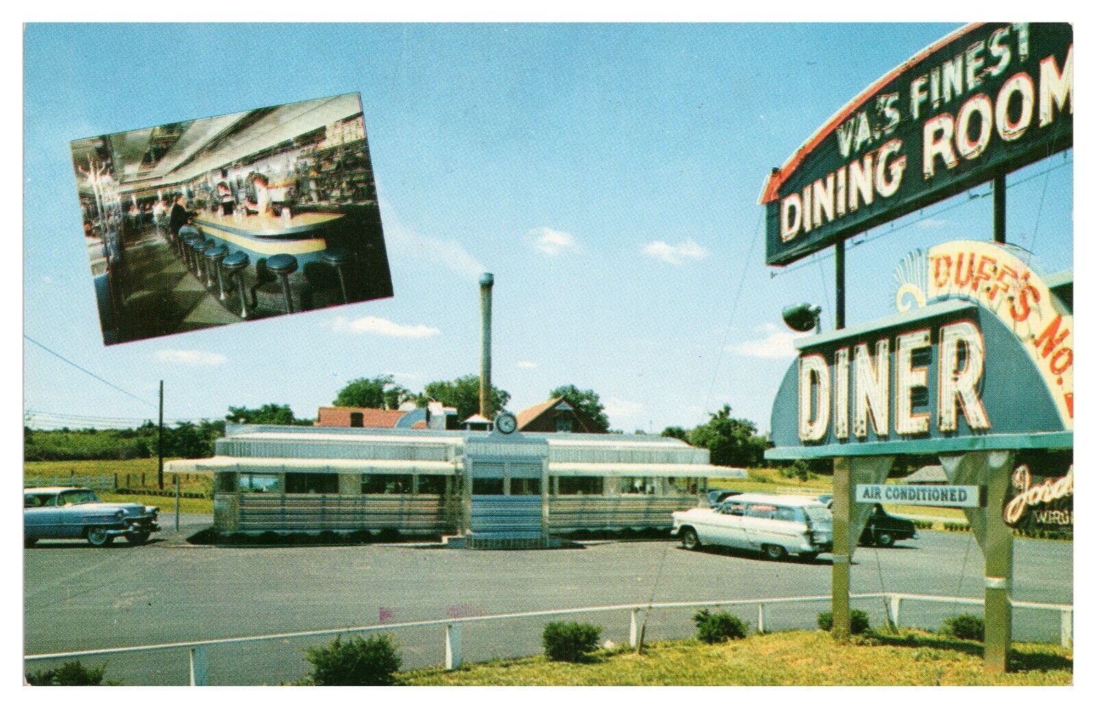 Vintage Duff\'s Stainless Steel Dining Car Postcard Winchester Virginia Unused