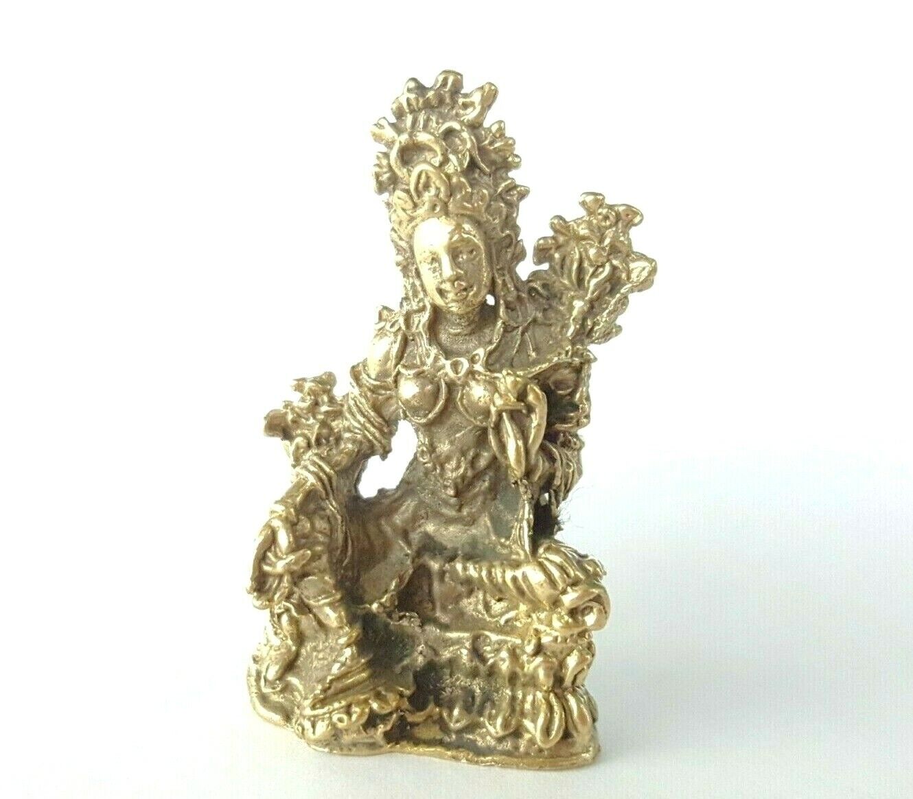 Hindu God Parvati Maa Uma Figurine Shiva Ji Consort Worship Powerful Brass Tiny