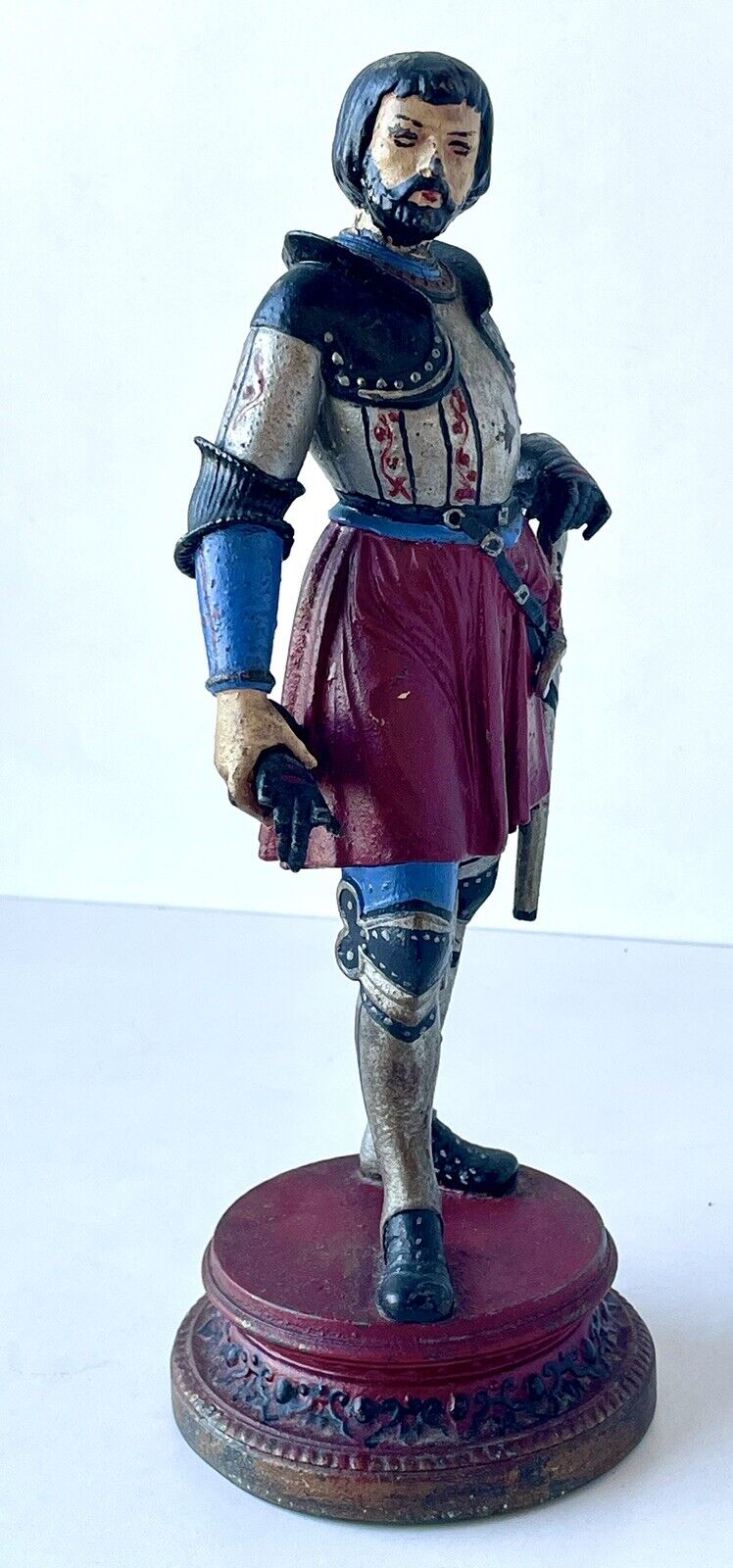 Antique Medieval Warrior Knight Soldier Metal Figurine Statue Hand Painted