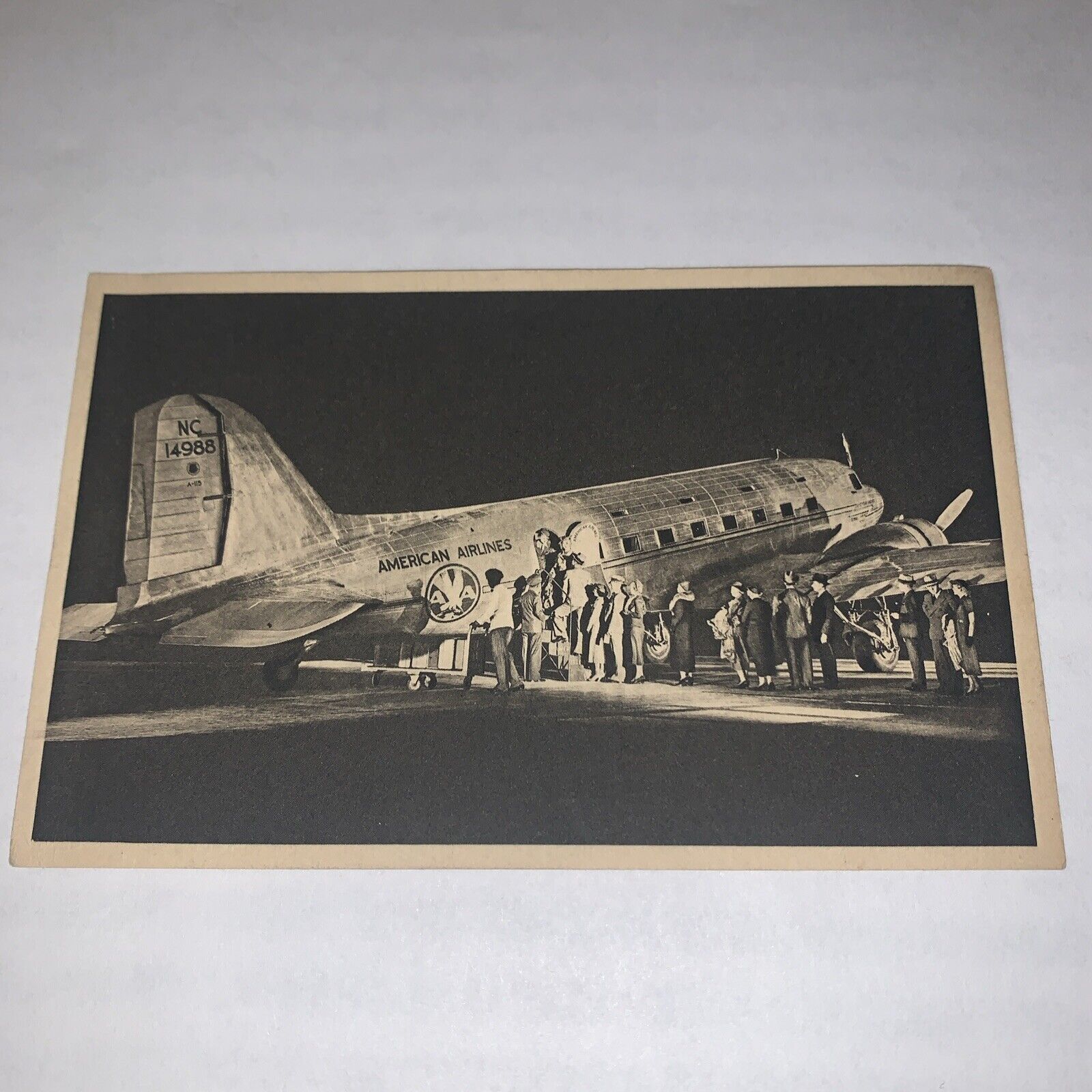 Vintage Postcard American Airlines Passengers Boarding American Flagship 