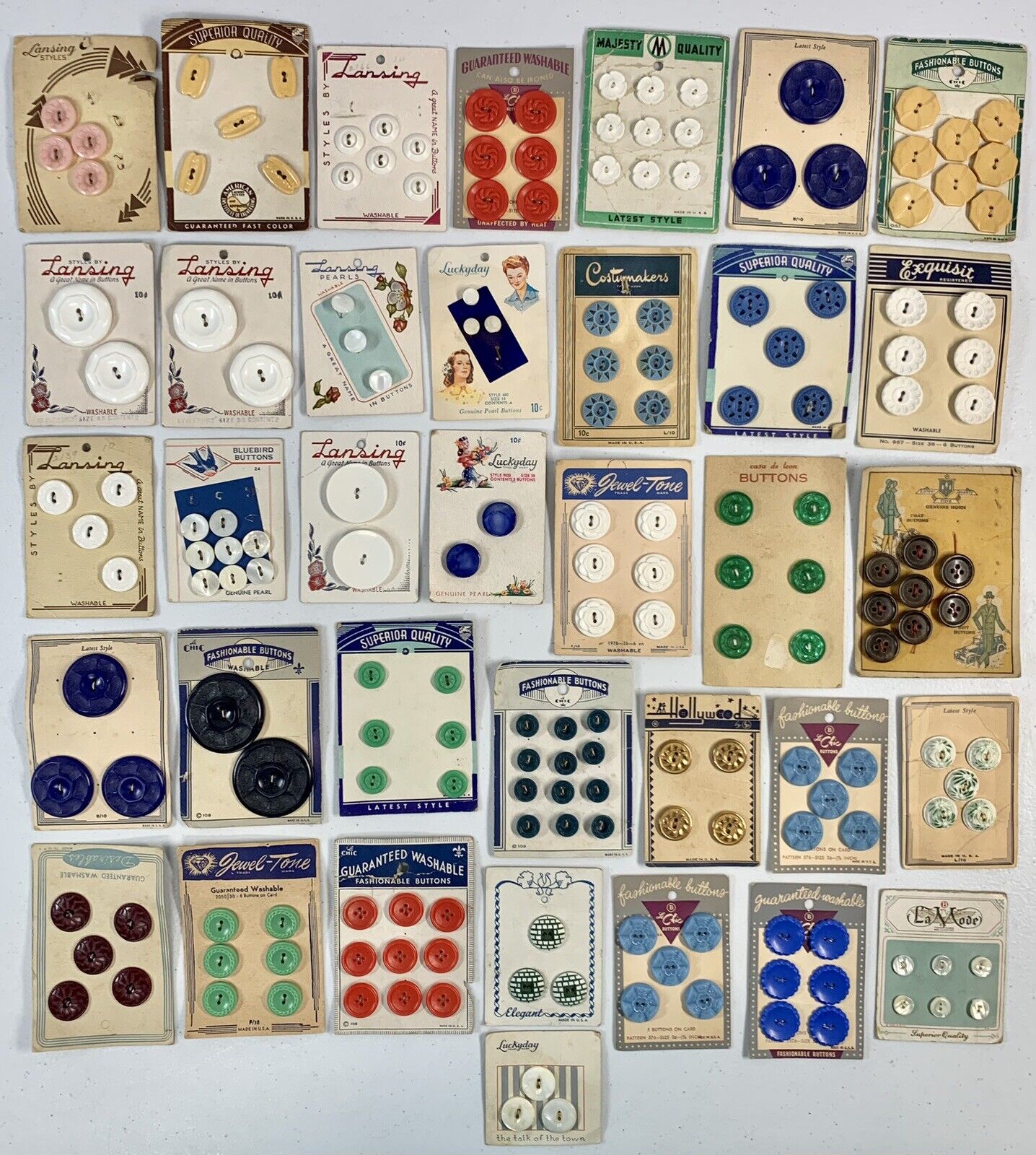*NEW* Lot of 181 Vintage Antique Buttons Sewing Crafts Button Cards Jewel Tones