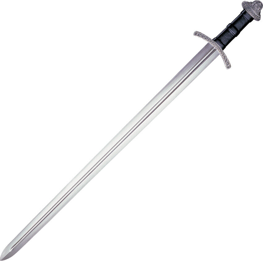 Cold Steel Fixed Sharpened Blade Fuller Black Leather Handle Viking Sword 88VS
