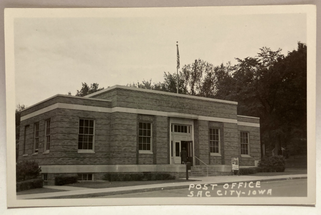RPPC Post Office, Sac City, Iowa IA Vintage Real Photo Postcard