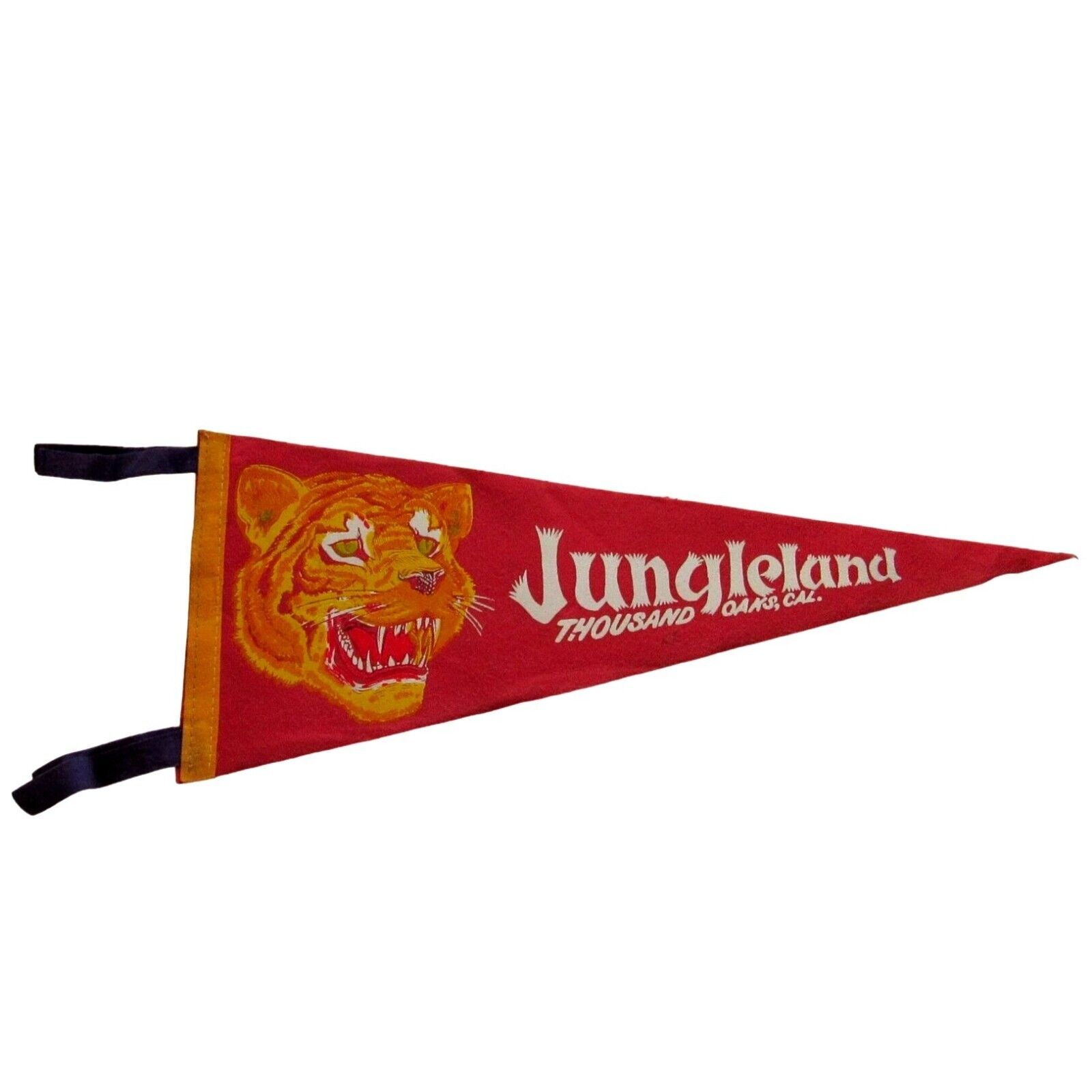 Vintage 50s Jungleland Thousand Oaks California Pennant Flag Size 17.5 Inches