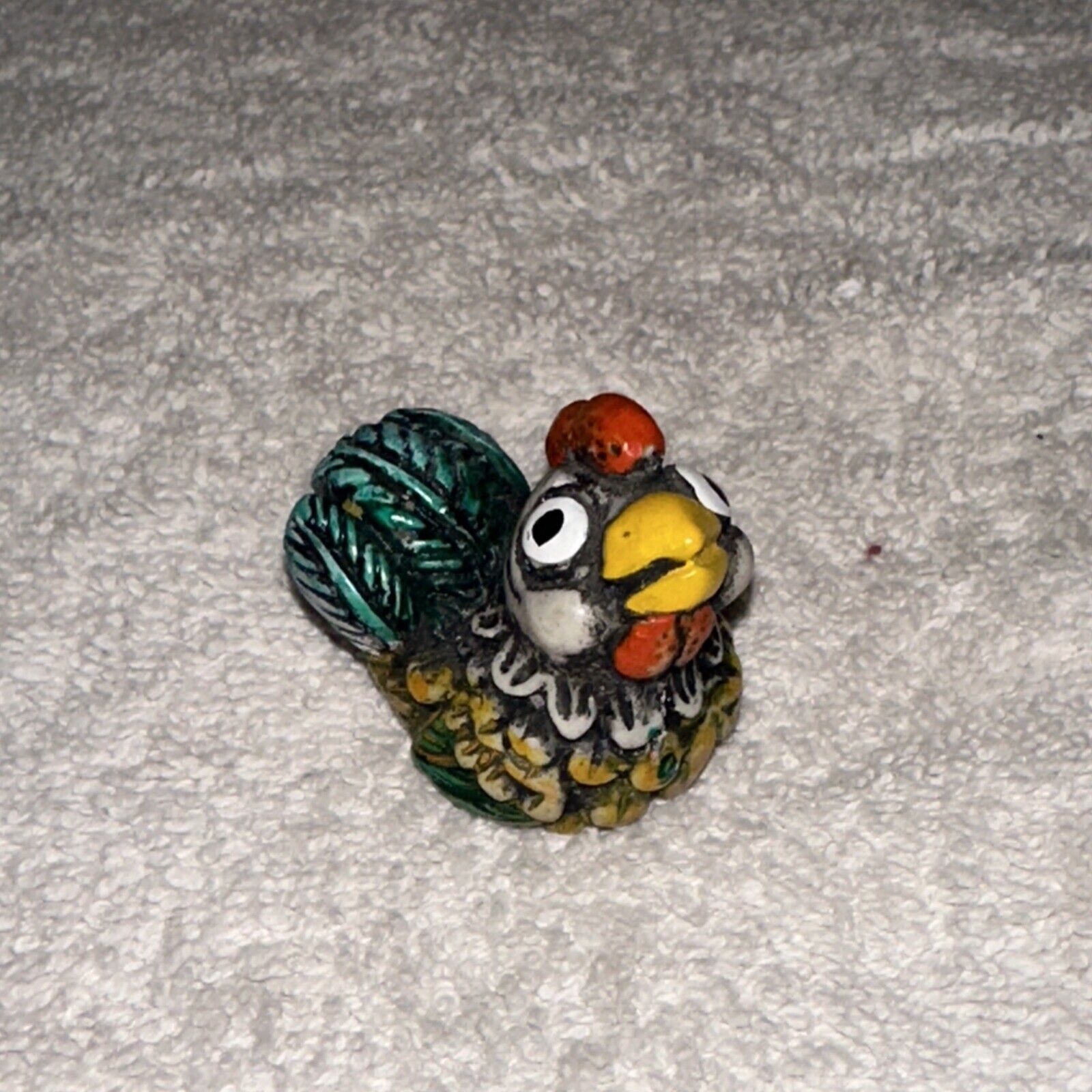 Miniature Hand Painted Resin 2”X 1.75” Crazy Eyes Killa Cockerel Rooster Rare