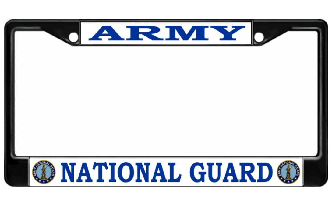 ARMY NATIONAL GUARD USA MADE BLACK LICENSE PLATE FRAME