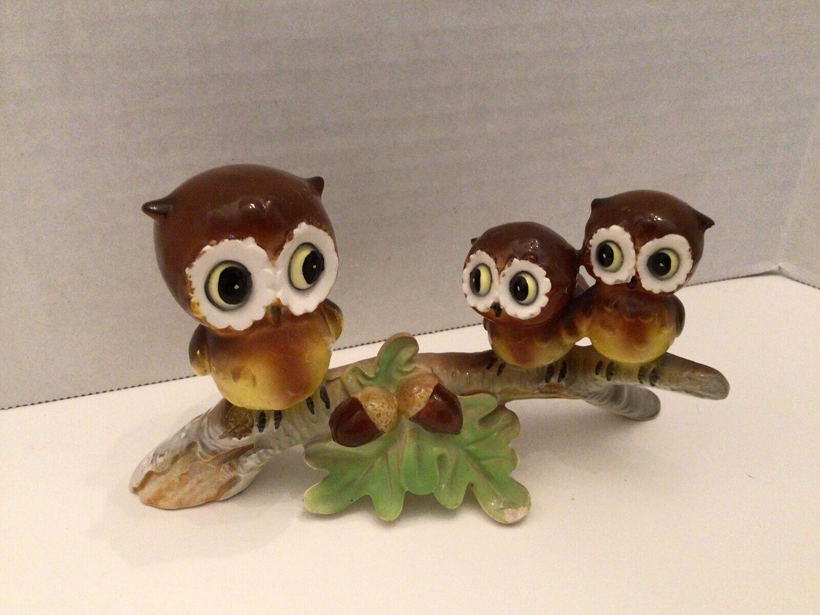 Vintage Owl Family On Branch Norcrest Japan MCM 