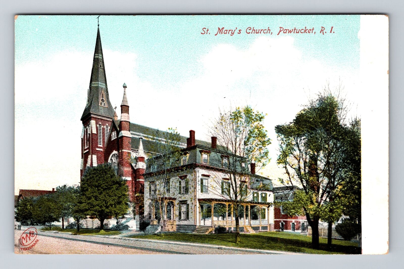 Pawtuxet RI-Rhode Island, St Mary\'s Church, Antique Souvenir Vintage Postcard