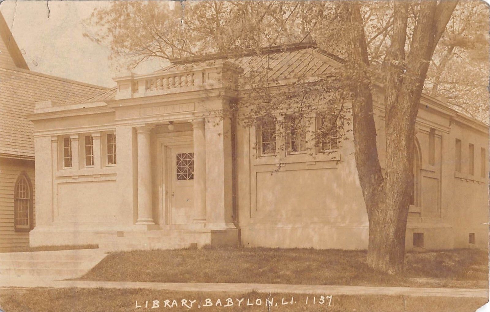 c.1910 RPPC Library Babylon LI NY
