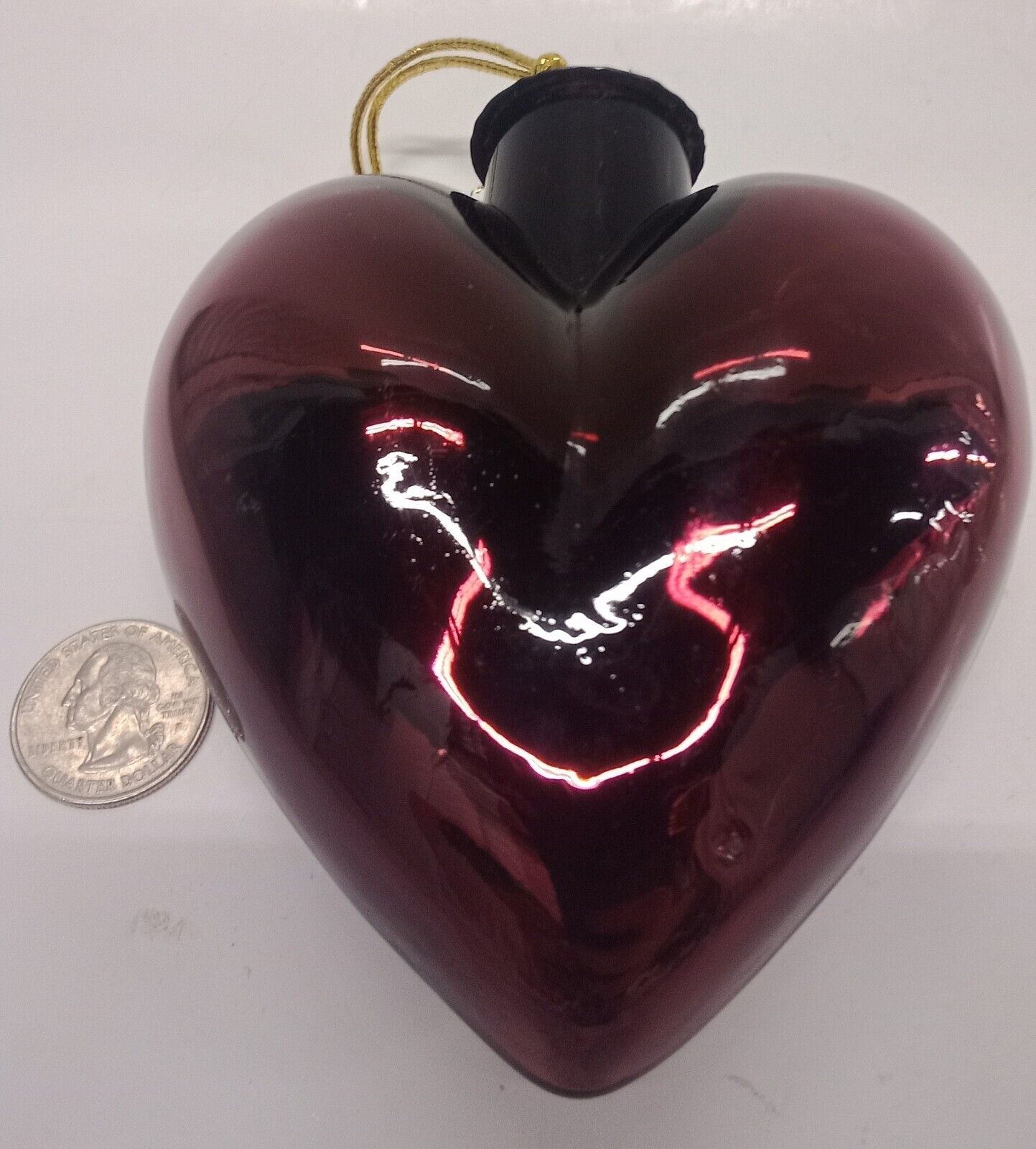 VINTAGE Kugel Midwest Dark Red Glass Heart Shaped 5\