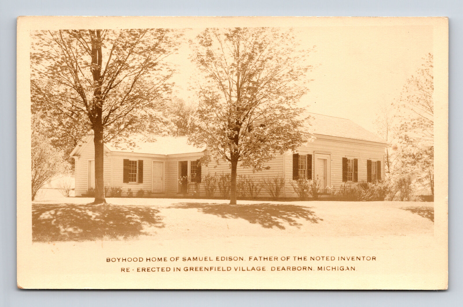 RPPC Greenfield Village Home of Samuel Edison Dearborn Michigan MI Postcard