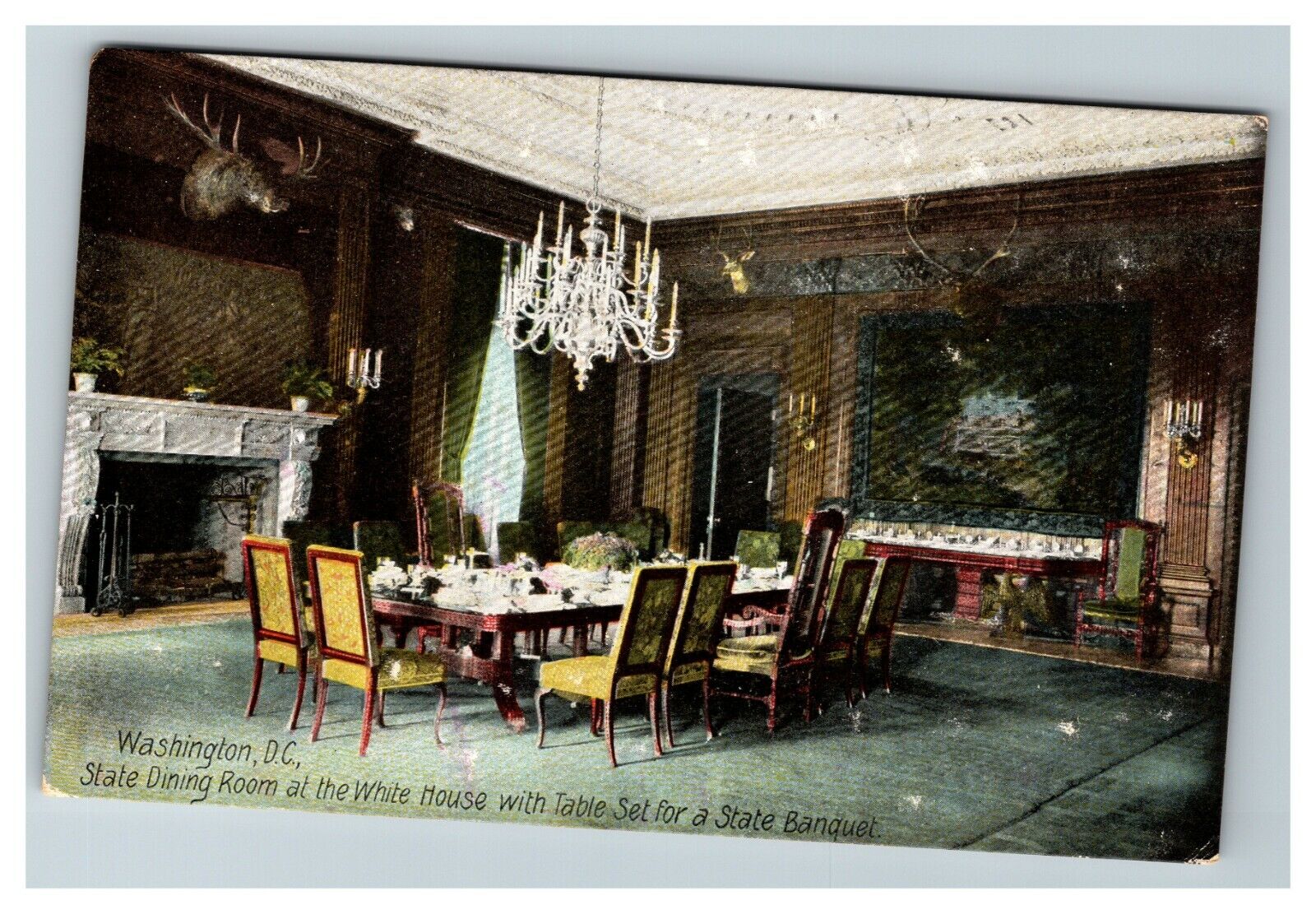 State Dining Room at the White House, Washington D.C. c1910 Vintage Postcard