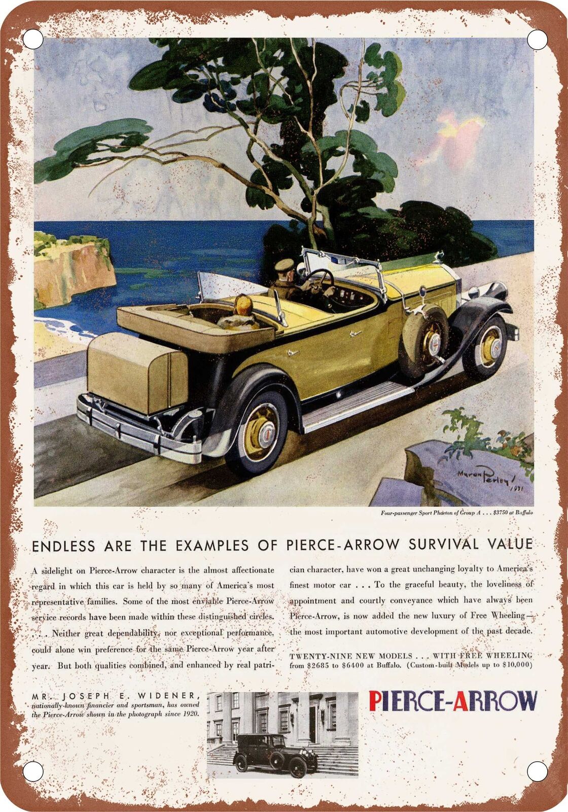 METAL SIGN - 1931 Pierce-Arrow Vintage Ad 05 - Old Retro Rusty Look