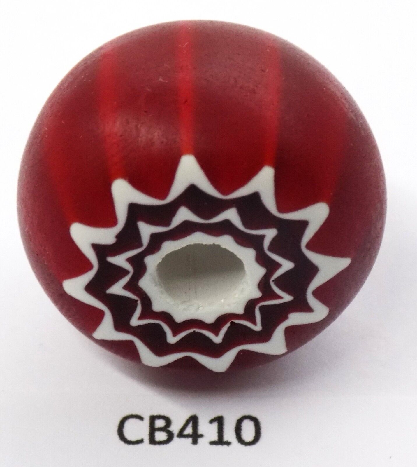 Chevron African Trade Bead  RED  Centerpiece  CB410  BG 64