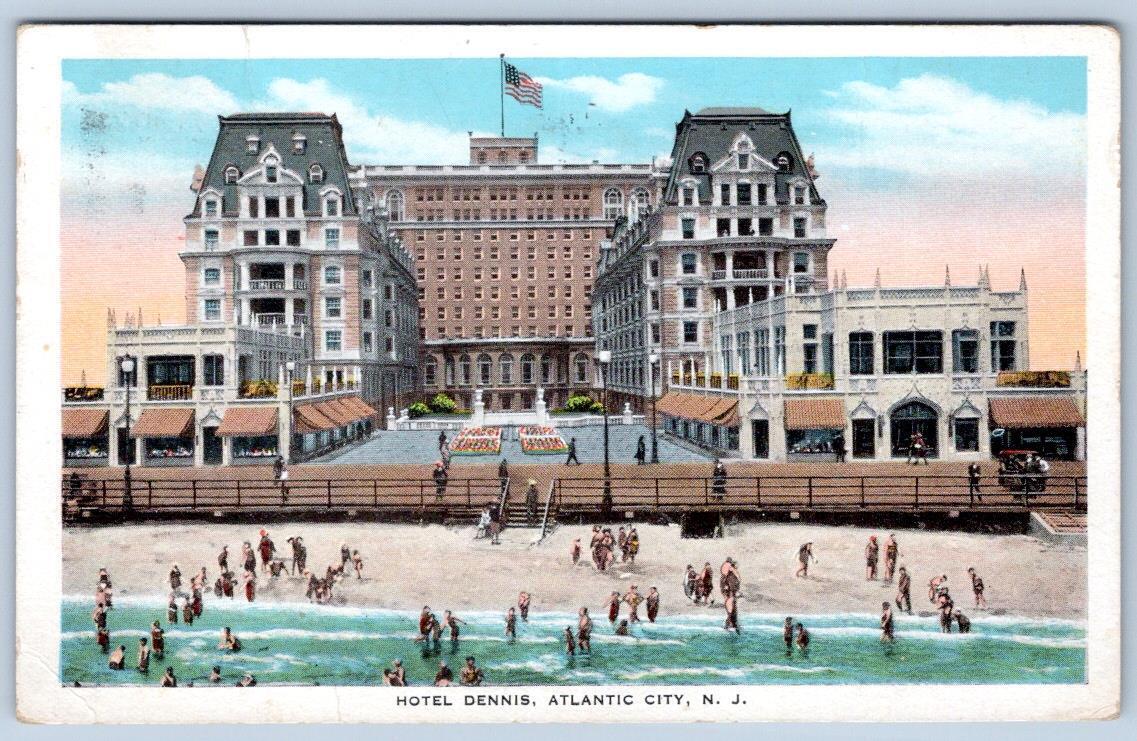 1938 HOTEL DENNIS ATLANTIC CITY NJ VINTAGE CURT TEICH LINEN POSTCARD 3A-H1215