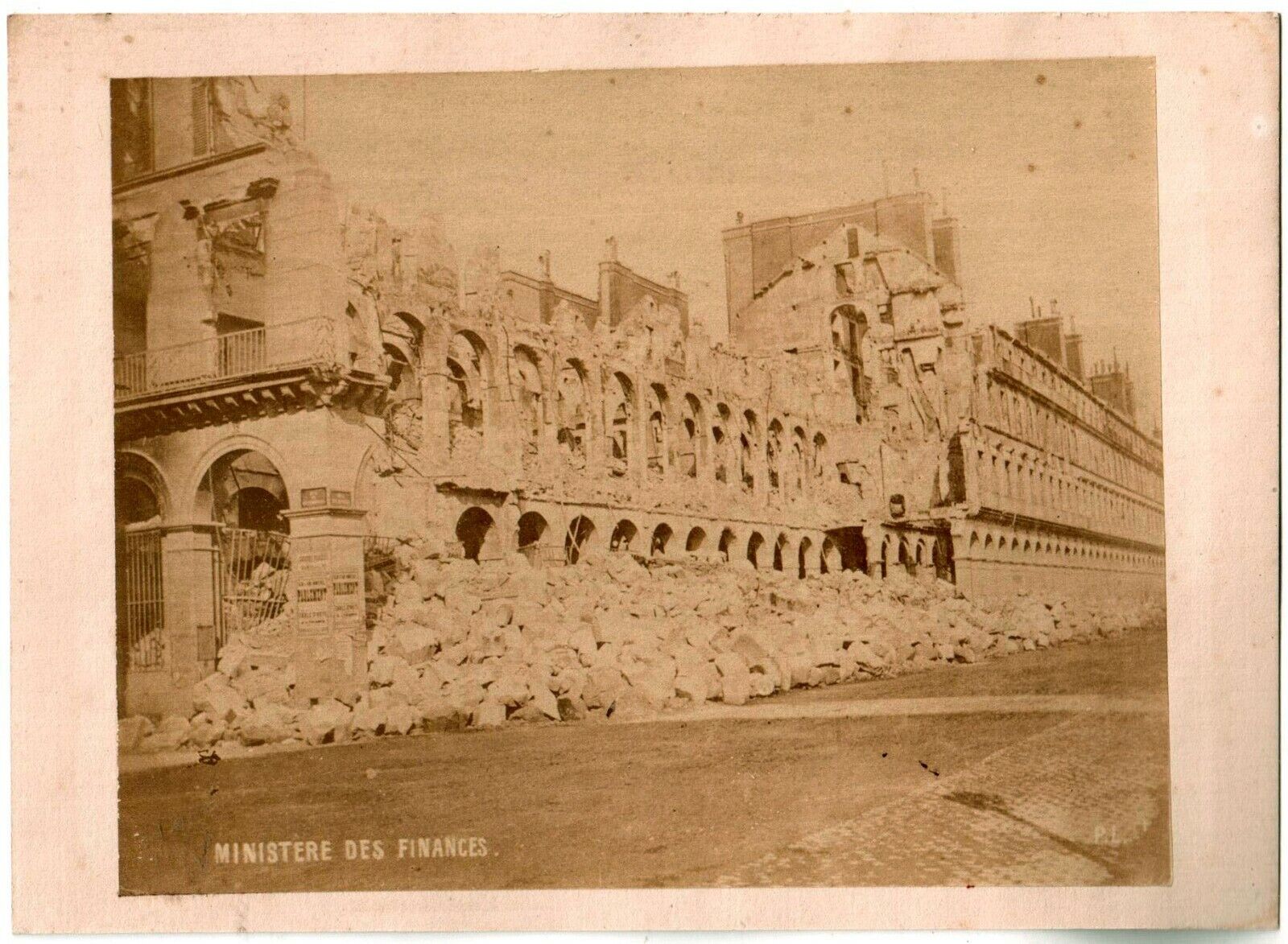 Paris Ruines May 1871.La Commune.Ministry of Finance.Albuminated photo Loubère.