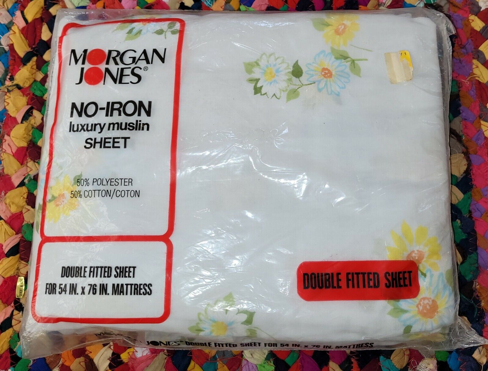 Vintage Morgan Jones Double Fitted Sheet Bonnie Bouquet No Iron Muslin 54\