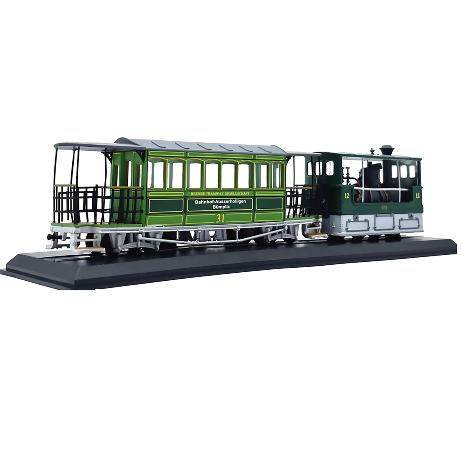 1:87 20cm 1894 Swiss G3-3 Rail Tram Vintage Steam Locomotive Plastic Model Tram
