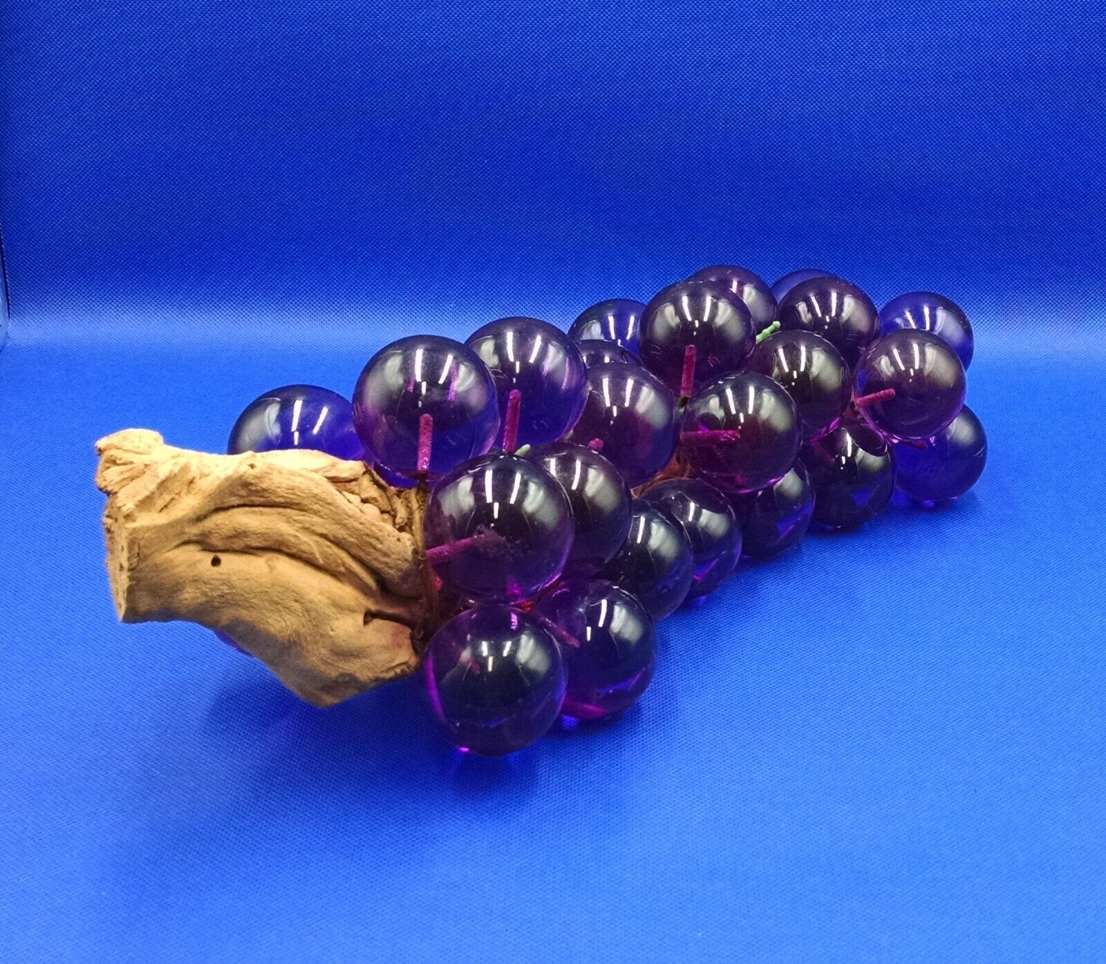 Vintage Lucite/Acrylic Purple Grape Cluster, Manzanita Root Burl Wood, Rare