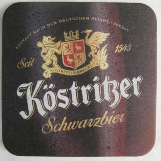 KOSTRITZER SCHWARZBIER Beer COASTER, Mat with 4 PEOPLE, Bad Kostritz, GERMANY