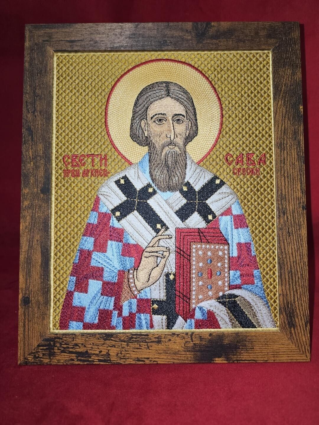 Handcrafted 8x10 St. Sava Byzantine Orthodox Icon