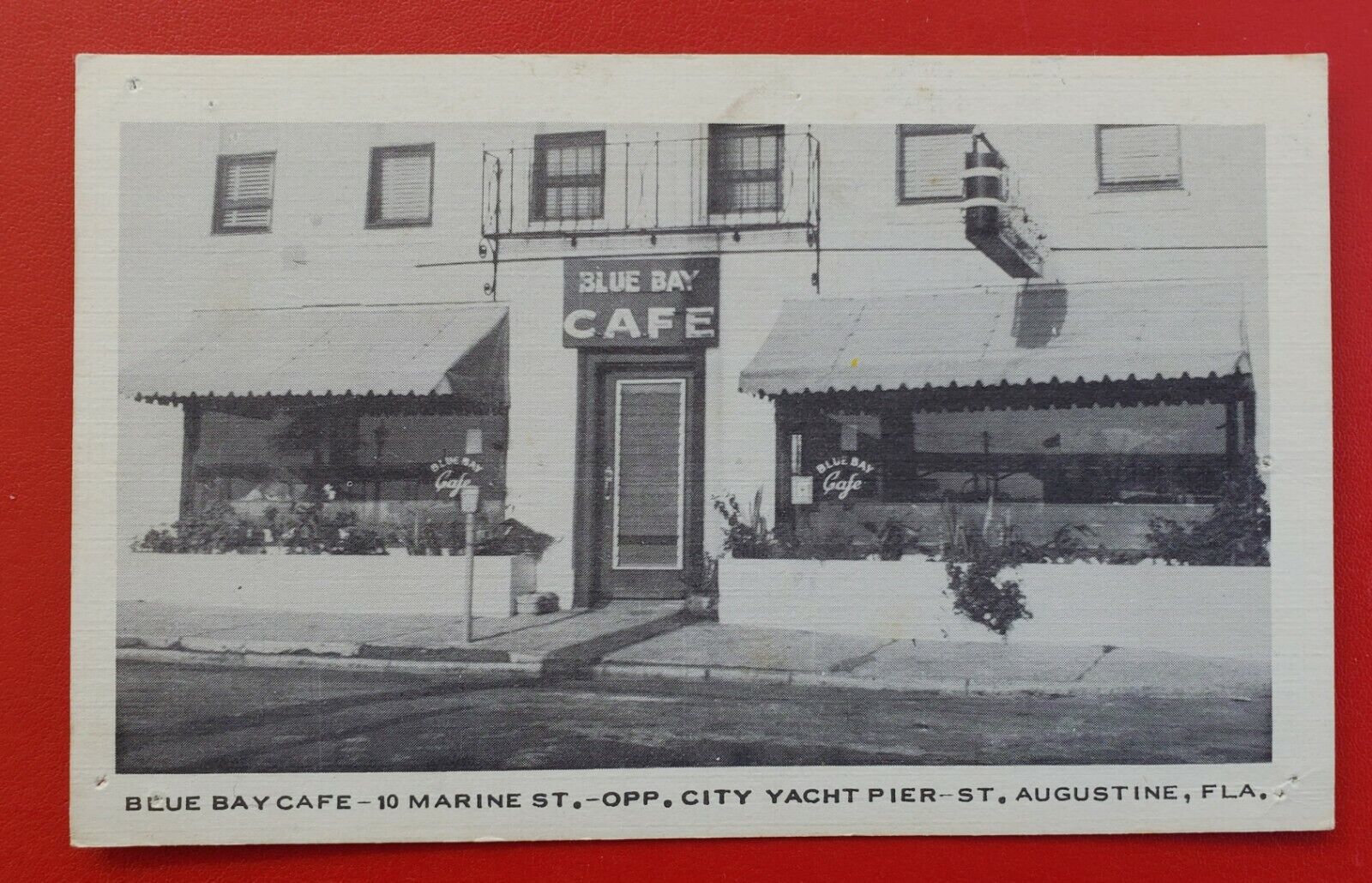 St. Augustine, FL Florida Blue Bay Cafe on Matanzas Bay Linen Postcard E71