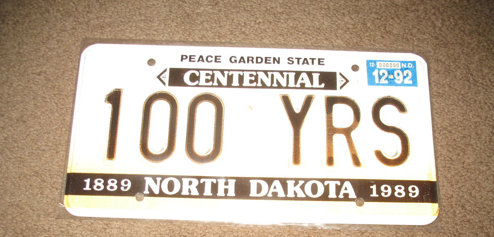 1989 (to 1992) North Dakota sample license plate
