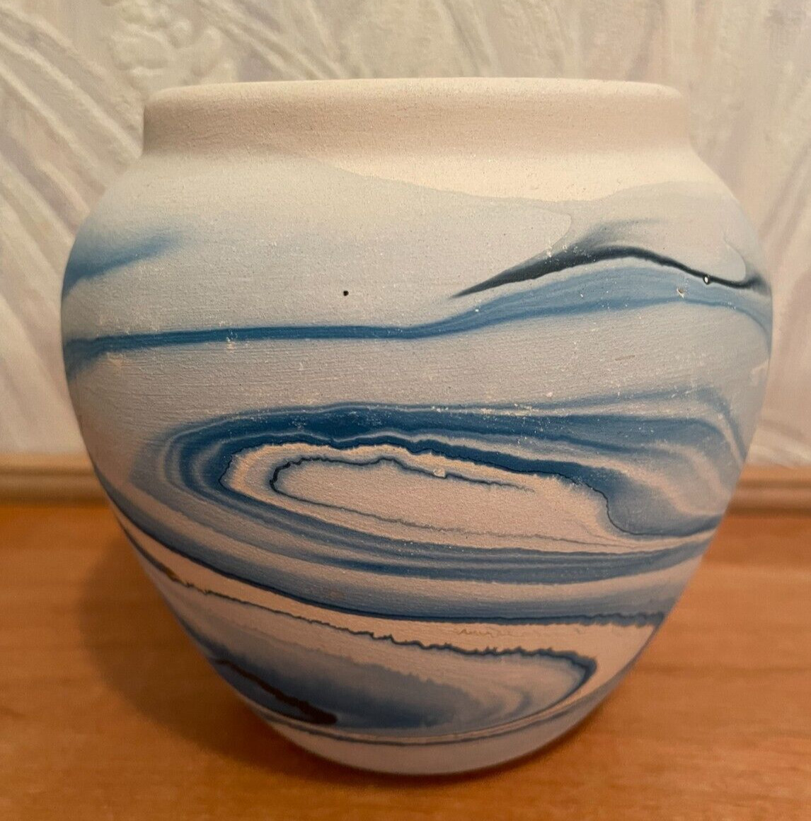 Nemadji Pottery Vase  Blue and Turquoise    