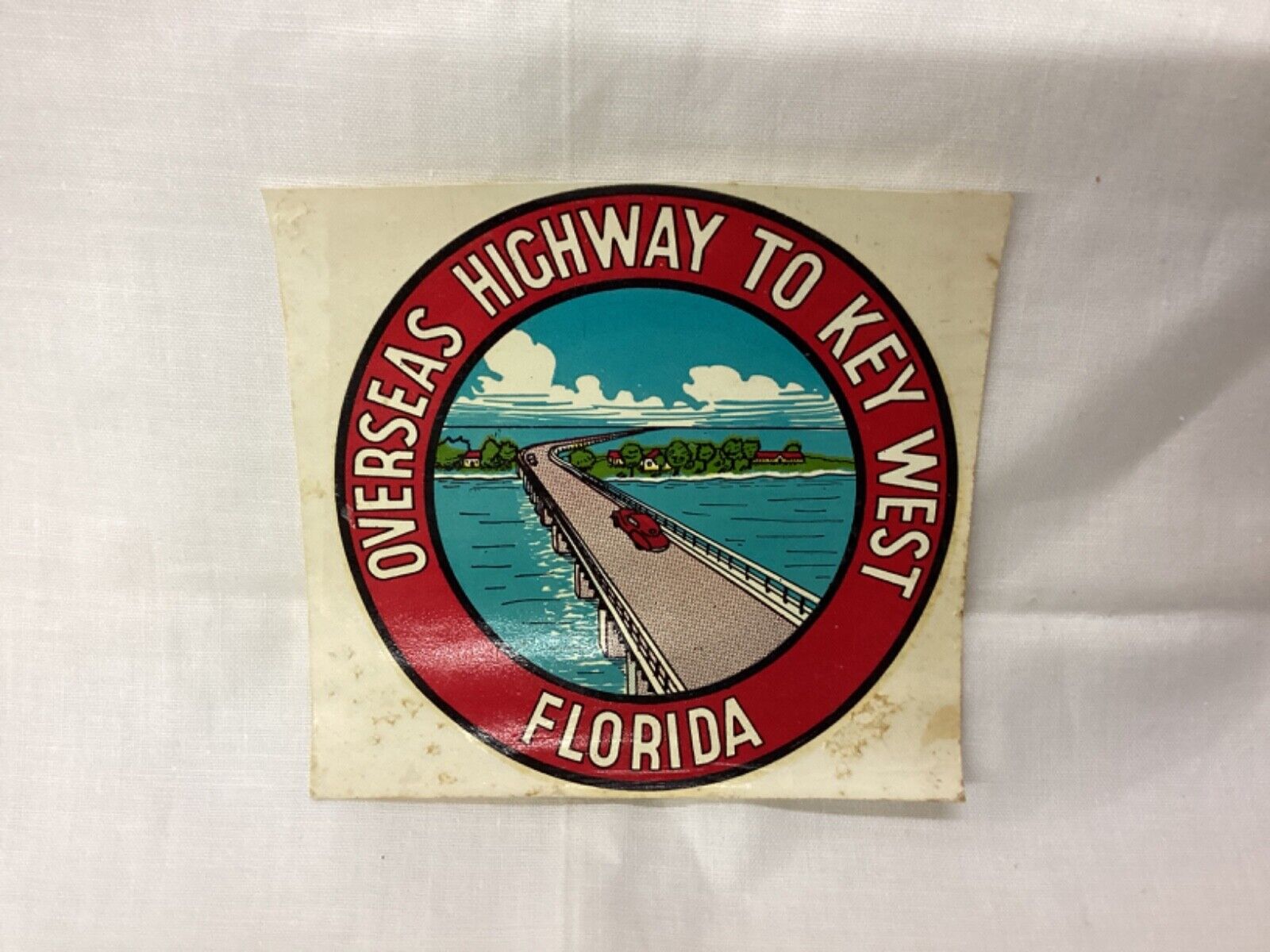 Vintage KEY WEST FLORIDA Travel Suitcase Luggage Decal Sticker Overseas Highway