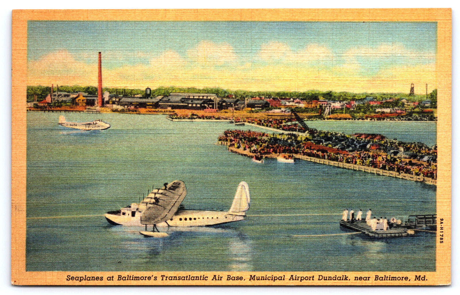 Baltimore MD-Maryland, Seaplanes Transatlantic Air Base Airport, Linen Postcard