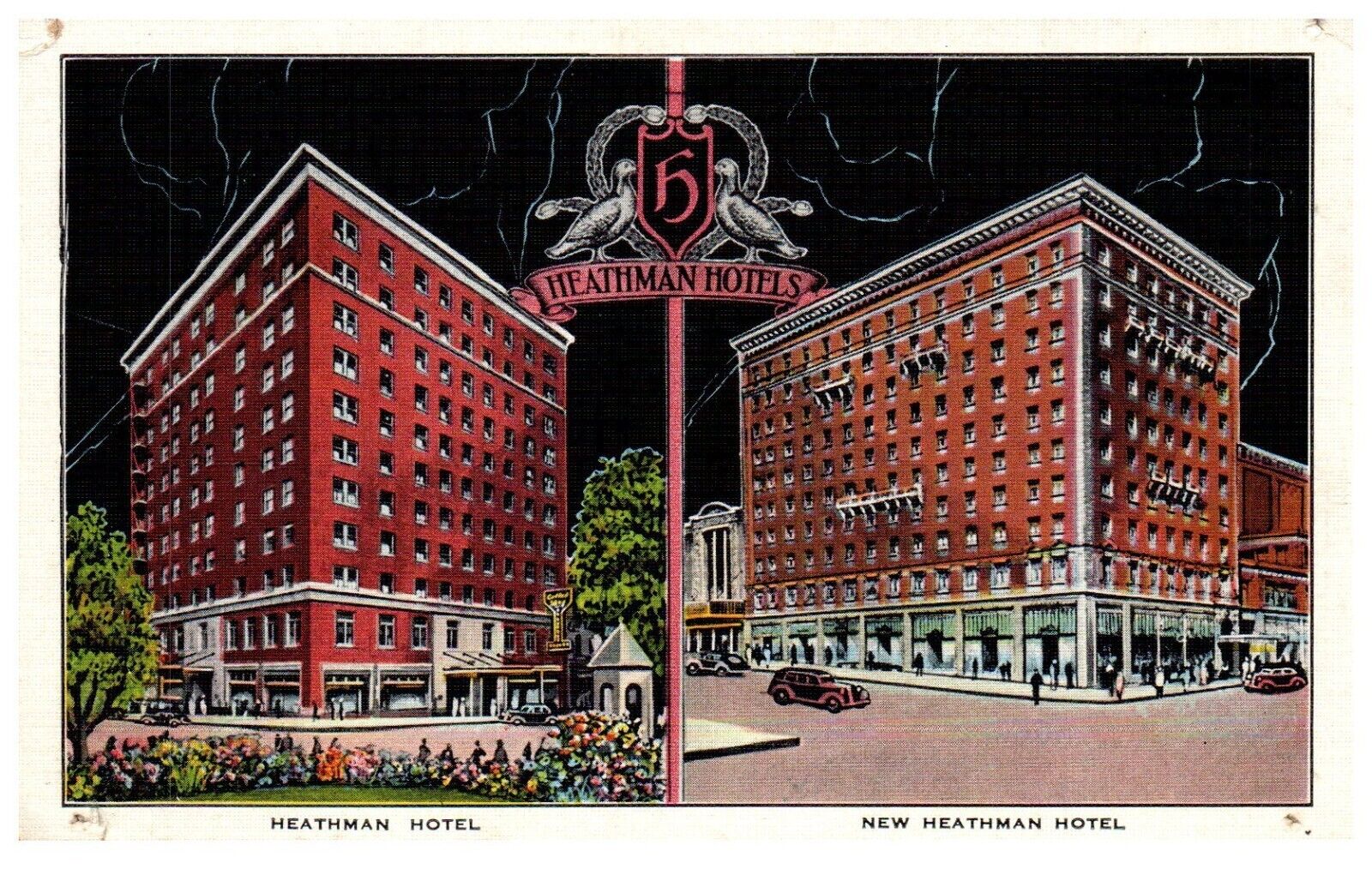 Portland Oregon Heathman Hotels New Heathman Linen Postcard Unposted c.1940