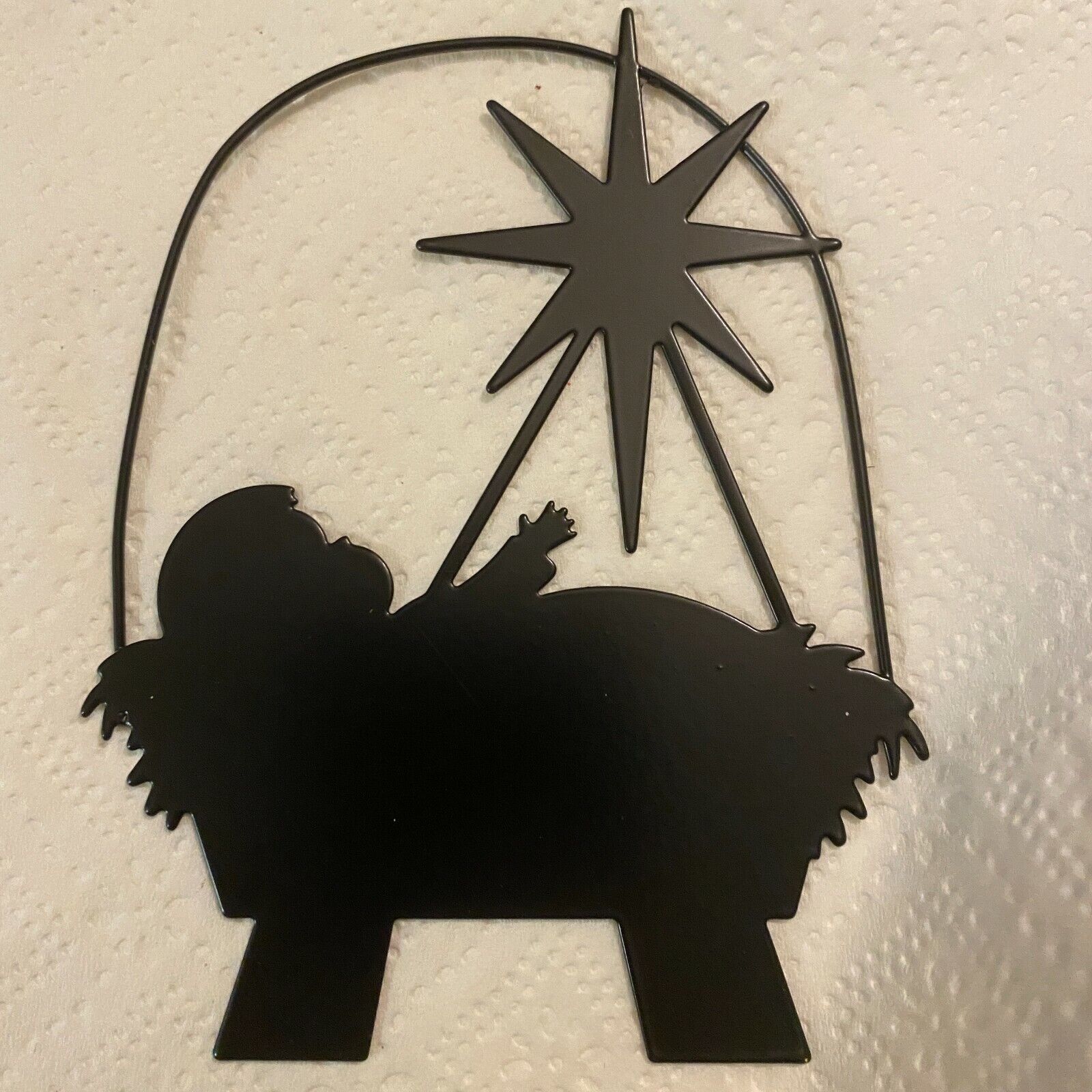 Black Metal Silhouette of Baby Jesus and Christmas Star $10=Free ship