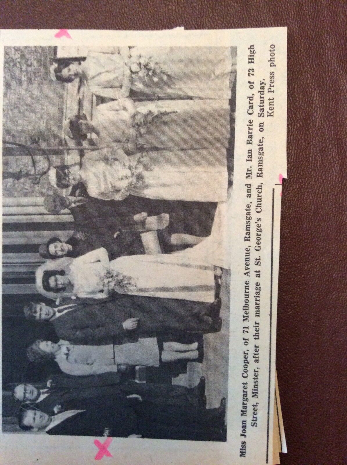 Q2e Ephemera 1966 Picture Wedding Wed Cooper Card Minster